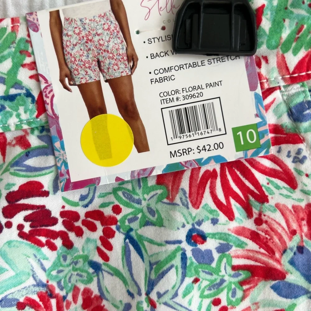 NWT Stella Parker women’s floral blue green cotton blend shorts size 10